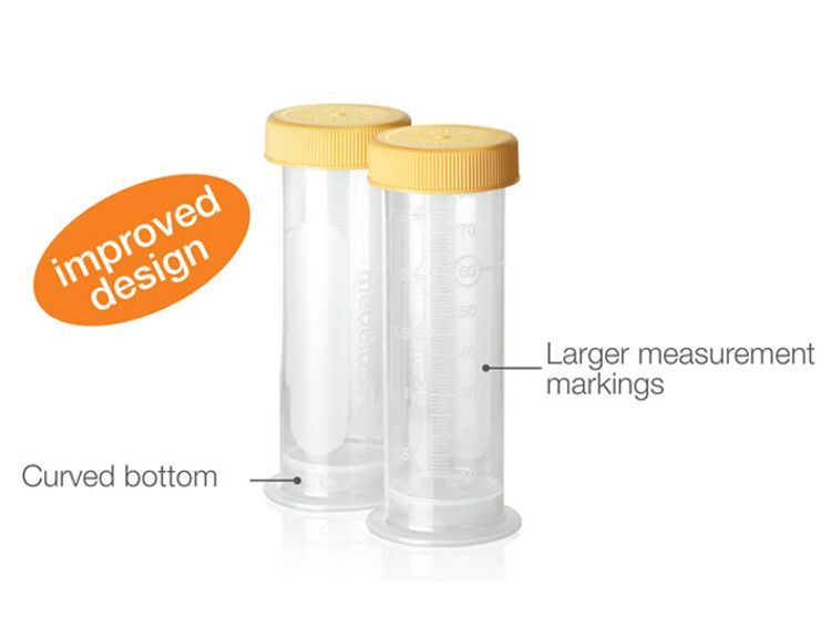 Image of two containers, indicating the curved bottom design and larger measurement markings.